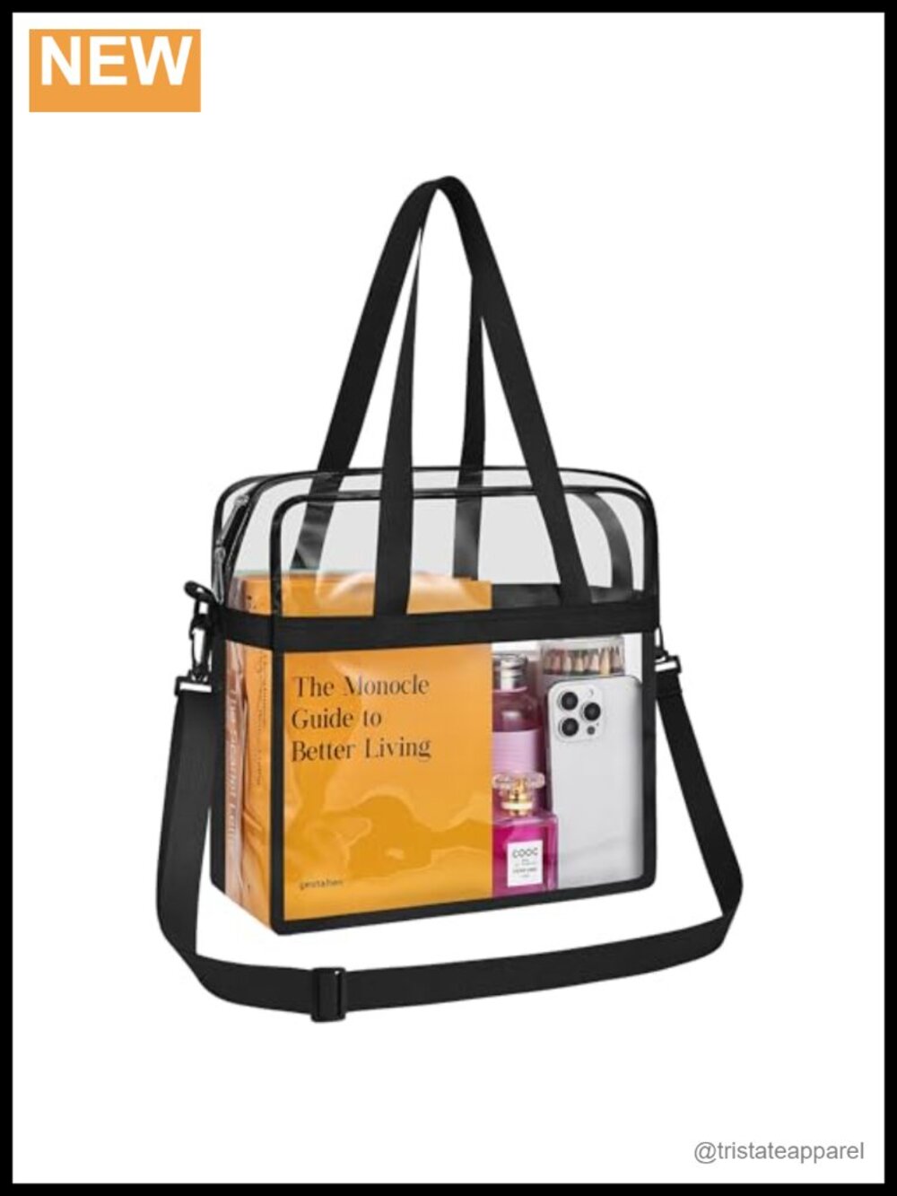 Clear Tote Bag for Stadium Events, Gym Tote with Zipper